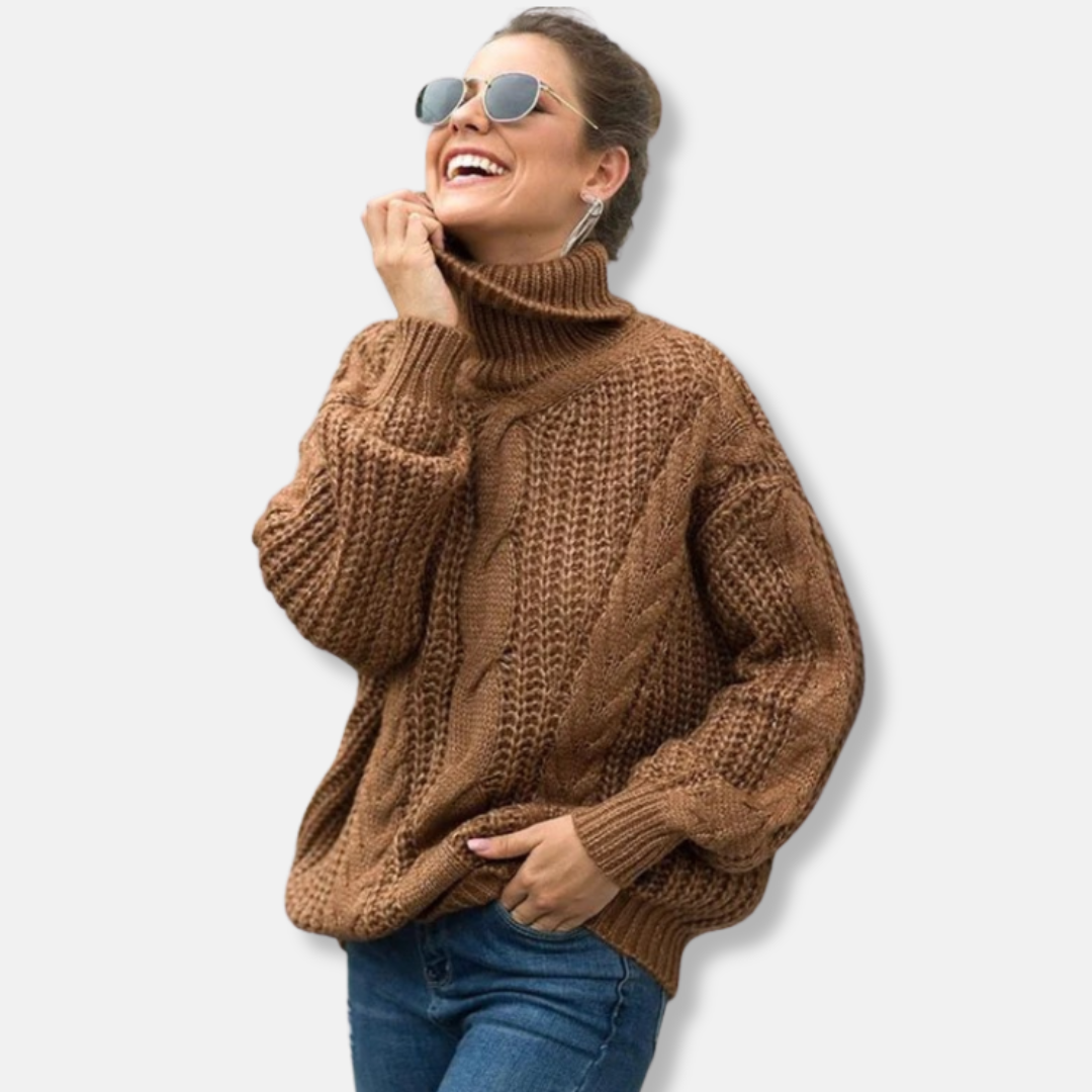 Isabella Oversized Turtleneck Sweater | Cable Knit Sweater