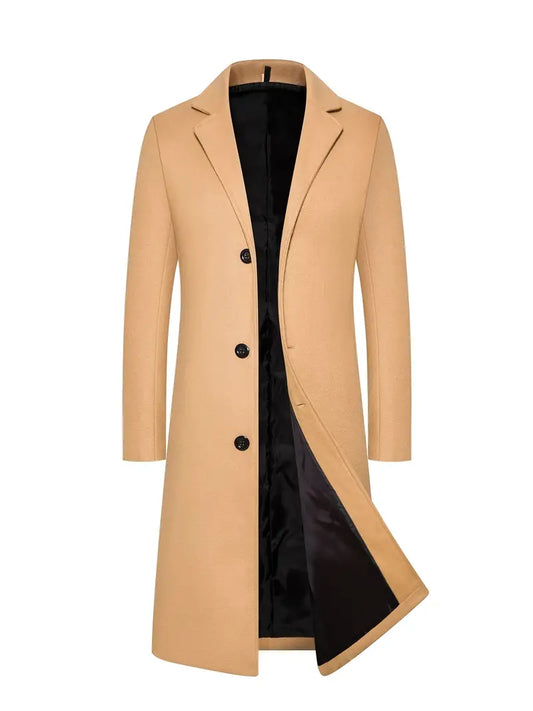 Men's Coat – Tailored Fit – Wool Texture – Button Closure – Formal Style
