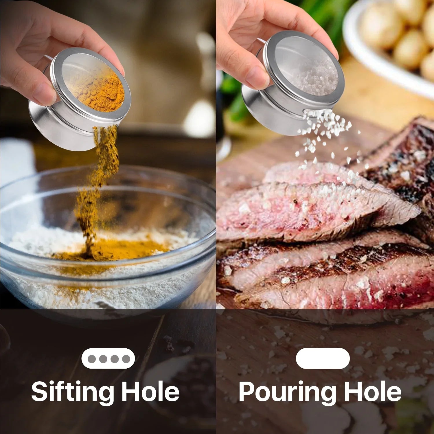 Magnetic Stainless Steel Spice Tin Set With Transparent Lids