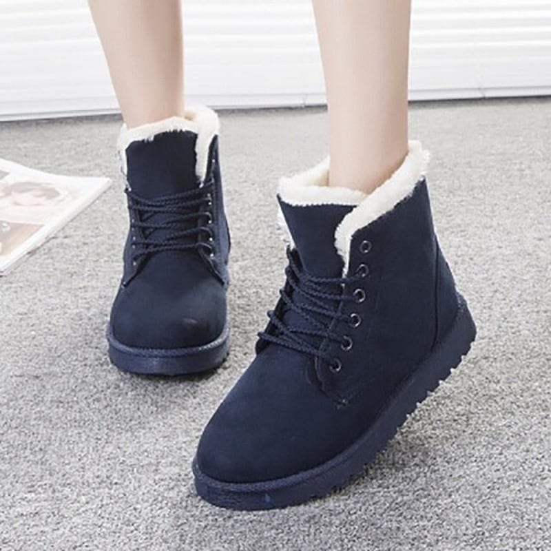 Women's Ankle Boots - Suede Look - Warm Lined - Lacing - Rubber Sole