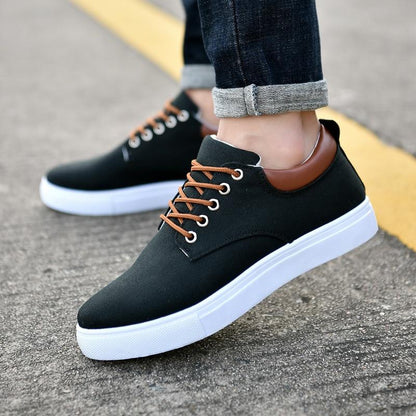 Herresneakers - Pustende Canvas - Gummisåle - Lav Topp - Komfortabel Hverdagssko