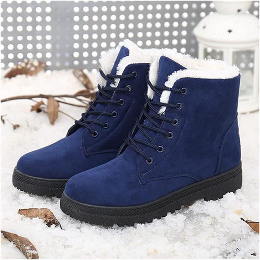 Dame Snørestøvler – Semsket Look – Fuskepelsfôr – Komfortabel Flat Såle
