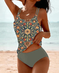 Women's Bikini Set – Tankini Top – Modest Fit – Breathable Stretch Fabric – Double Straps