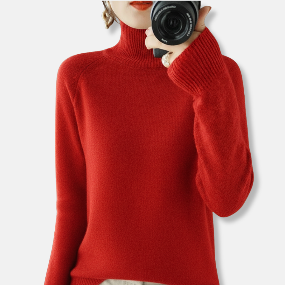 Eliza Loose Fit Turtleneck Sweater | Ribbed Turtleneck Sweater