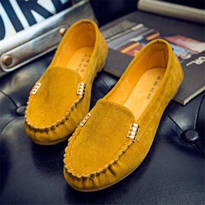 Dame Loafers - Denimstoff - Slip-on - Dekorative Metalldetaljer - Komfortsåle