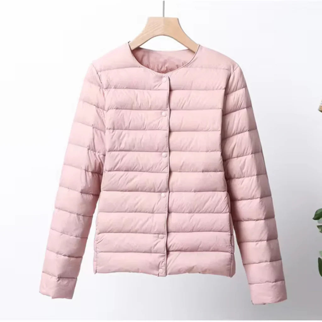 Women's Jacket – Down Quilted – Ultralight – Slim Fit – Button Closure – Hip Length