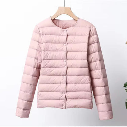 Women's Jacket – Down Quilted – Ultralight – Slim Fit – Button Closure – Hip Length