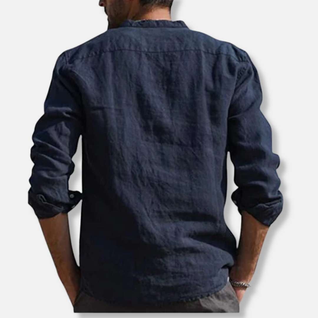 Alessio Linen Relaxed Fit Henley Shirt | Long Sleeve Henley Shirt