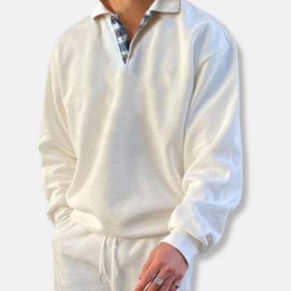 Luigi Loose Fit Sweater | Collared V-Neck, Ribbed Cuffs Sweater