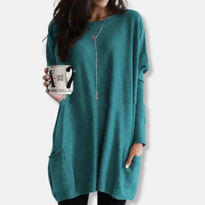 Clara Oversized Tunic Sweater | Dropped Shoulders Tunic Sweater