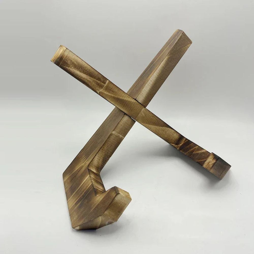 Minimalist Wooden Recipe Book Stand With Foldable X-Shape