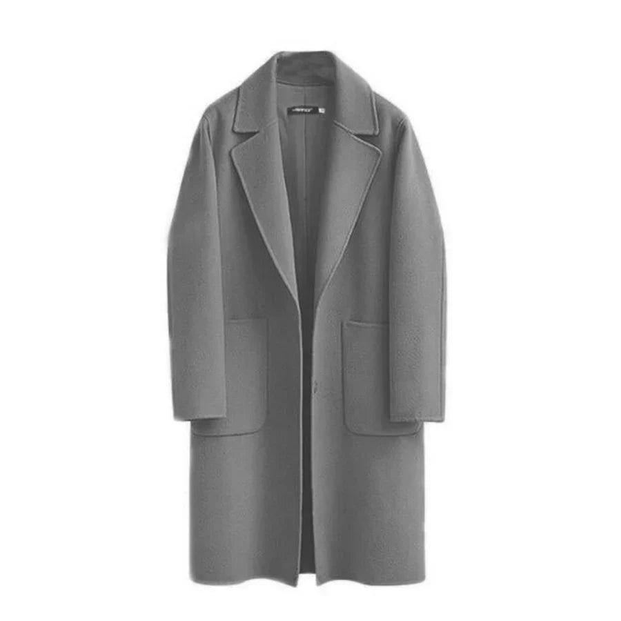 Women's Trench Coat – Wool Blend – Relaxed Fit – Full Length Minimalist Design