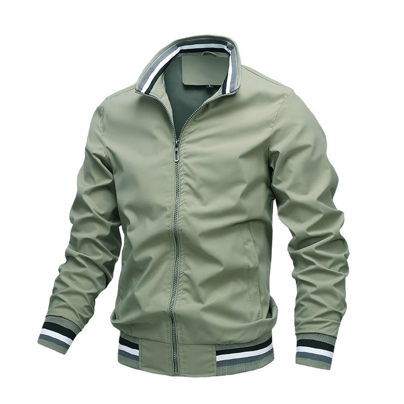 Men's Bomber Jacket – Waterproof – Ribbed Cuffs and Collar – Zipper Closure