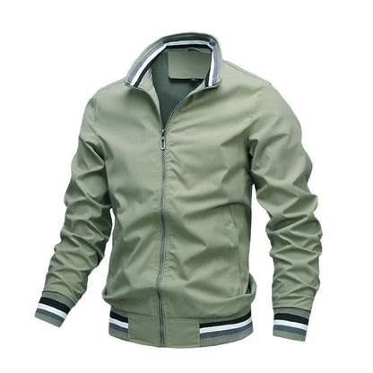 Men's Bomber Jacket – Waterproof – Ribbed Cuffs and Collar – Zipper Closure