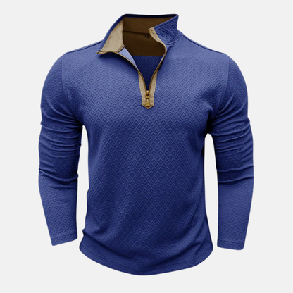 Niccolò Regular Fit Half-Zip Sweater | Textured Half-Zip Sweater