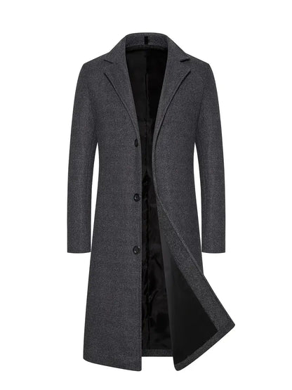Men's Coat – Tailored Fit – Wool Texture – Button Closure – Formal Style