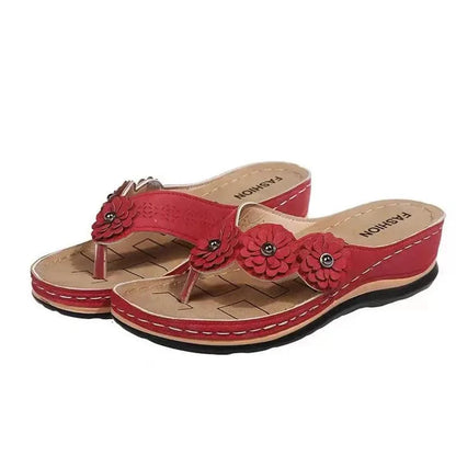 Dame Sandaler - Komfortabel Passform - Blomsterdetaljer - Åpen Tå Slip-On