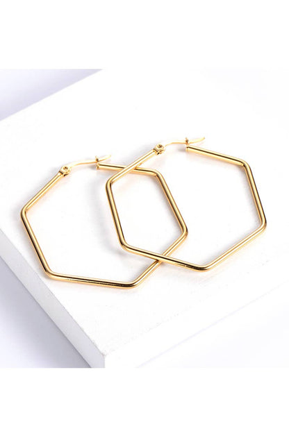 Eva Hexagonal Hoop Earrings | Polished Hoop Earrings