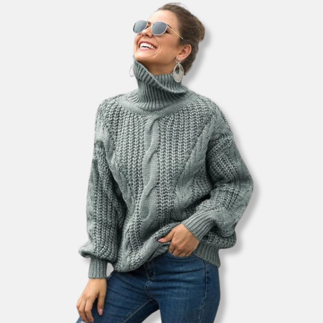 Isabella Oversized Turtleneck Sweater | Cable Knit Sweater