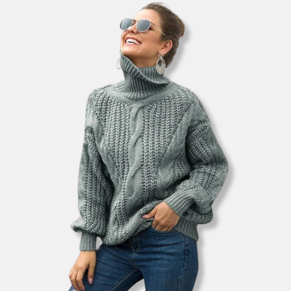 Isabella Oversized Turtleneck Sweater | Cable Knit Sweater