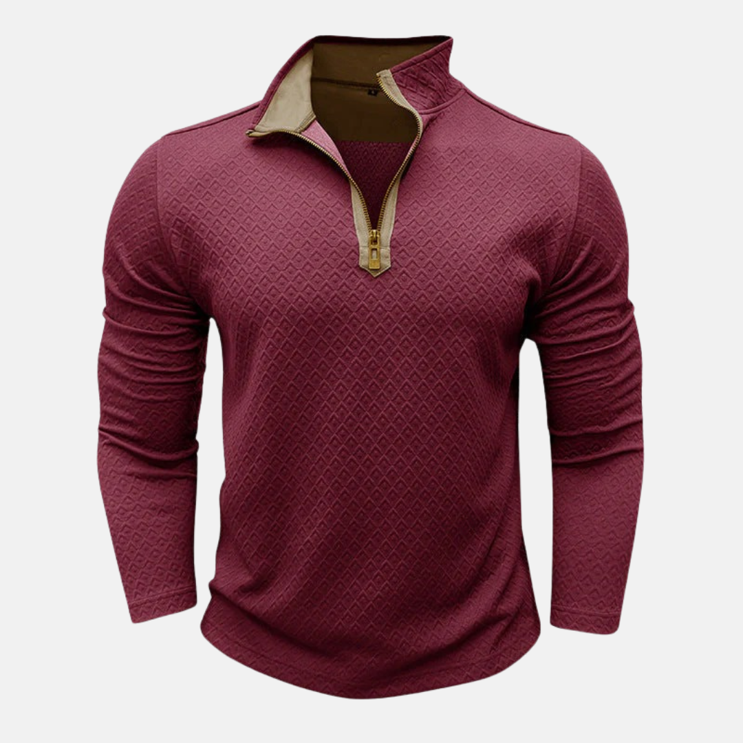 Niccolò Regular Fit Half-Zip Sweater | Textured Half-Zip Sweater