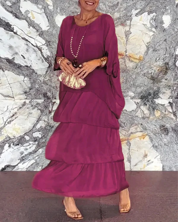 Dress woman – Ankle length – Oversized fit – Airy fabric – Layered design