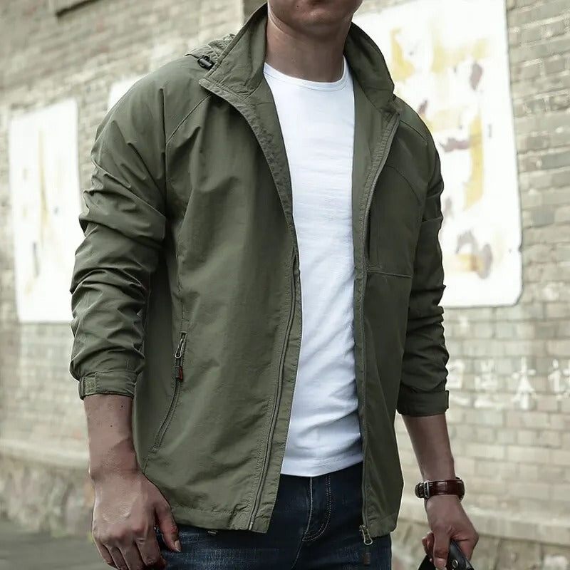 Men's Cargo Jacket – Breathable Fabric – Waterproof – Regular Fit – Zipper Pockets