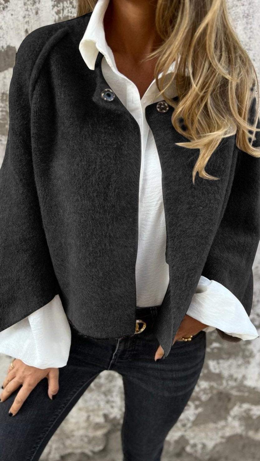 Dame Cardigan - Myk Ullblanding - Avslappet Passform - Knappelukking