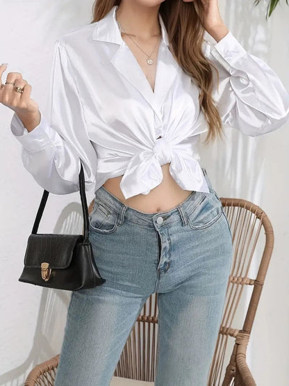 Elli - Stomach-free blouse with designer cut