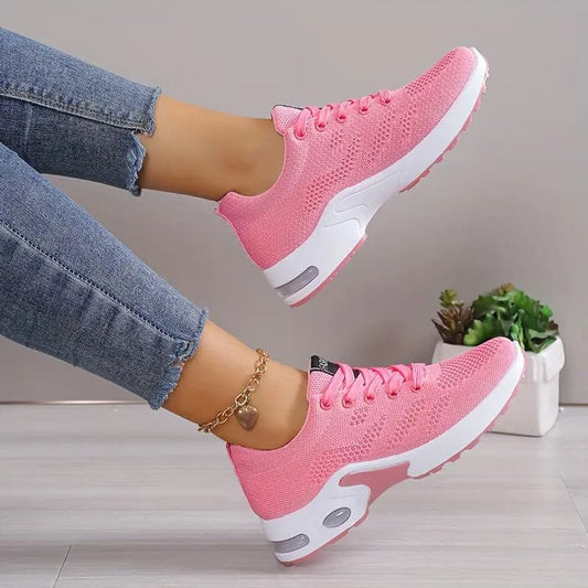 Women's Sneakers – Breathable Knitted Upper – Air Cushion Sole – Lightweight Comfort