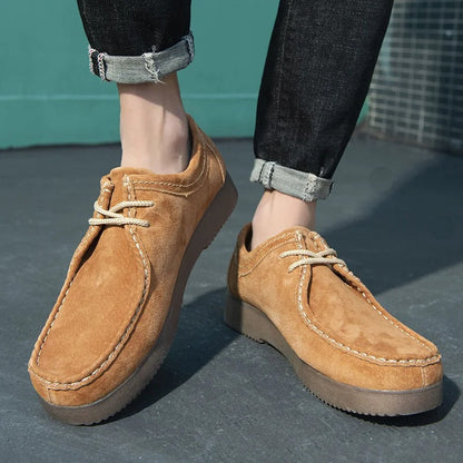 Herresko - Semsket Skinn - Slitesterk Gummisåle - Komfortabel Snøring - Casual Look