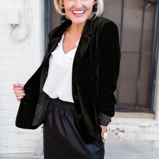 Women's Blazer – Luxurious Fabric – Relaxed Fit – Single-Breasted – Elegant Layered Garment