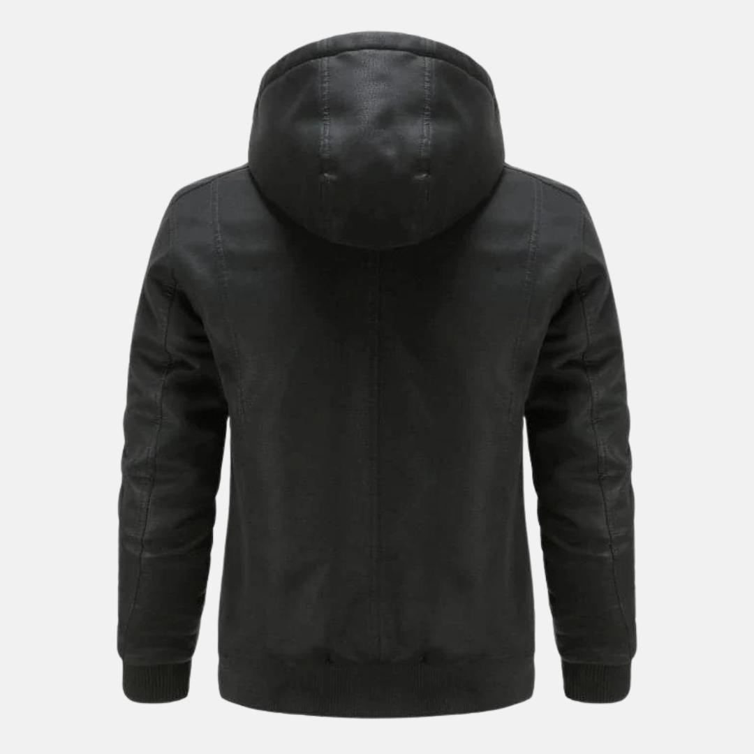 Nathan Leather Hooded Bomber Jacket | With Quilted Lining Jacket