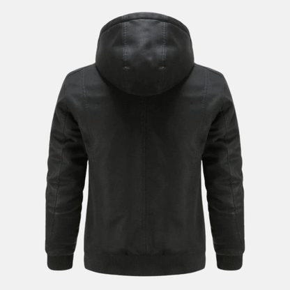 Nathan Leather Hooded Bomber Jacket | With Quilted Lining Jacket