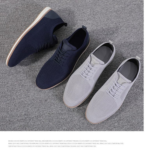 Herresko Sneakers – Pustende Strikket Overdel – Komfortabel Gummisåle – Snøring