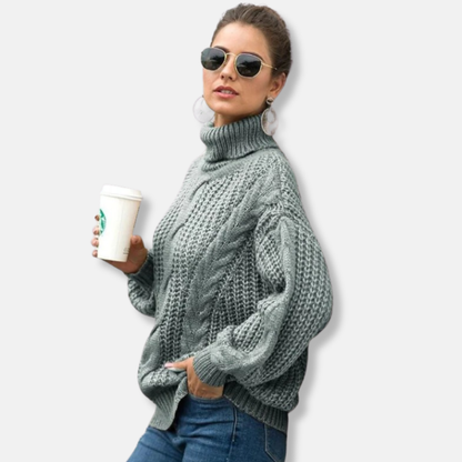Isabella Oversized Turtleneck Sweater | Cable Knit Sweater