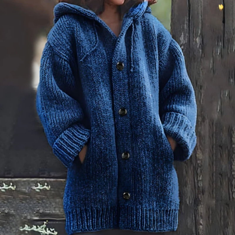 Justerbar hette oversize cardigan med tykt strikket stoff for kvinner