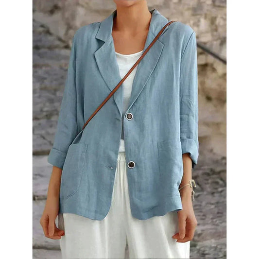 Women's Blazer – Relaxed Fit – Natural Fibers – Classic Cut – Pockets