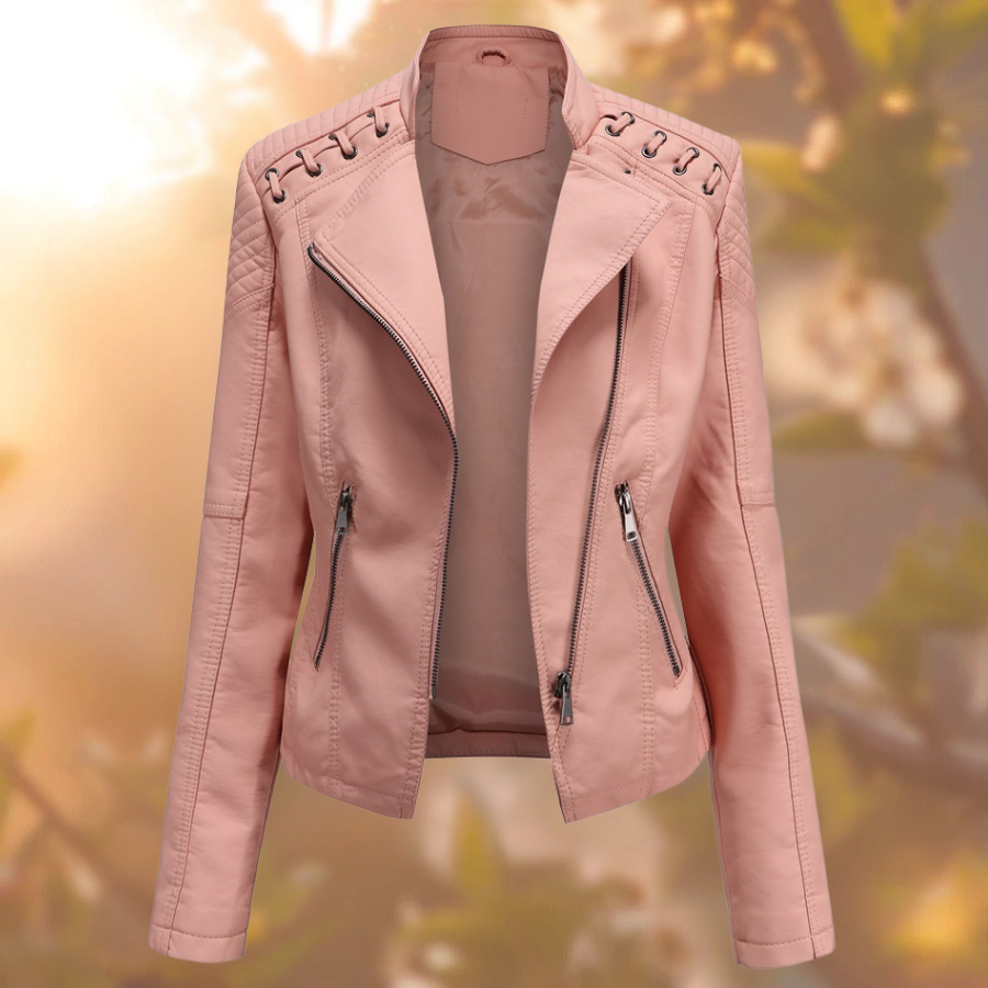 Victoria Leather Tailored Biker Jacket | Hip-Length Biker Jacket