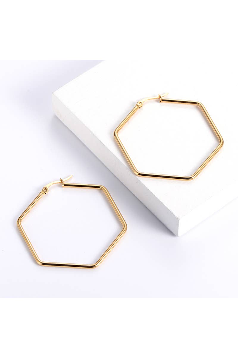 Eva Hexagonal Hoop Earrings | Polished Hoop Earrings