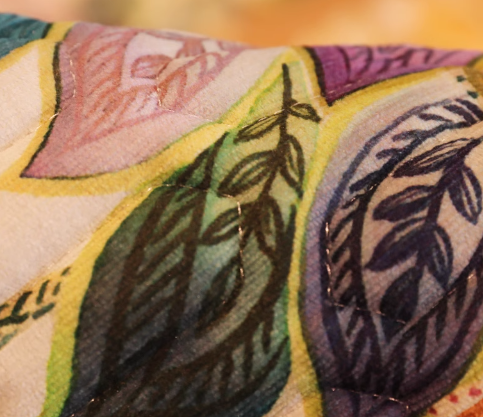 Eclectic Quilted Sofa Cover With Botanical Design