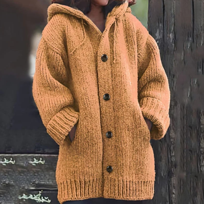Justerbar hette oversize cardigan med tykt strikket stoff for kvinner