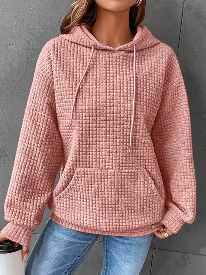 Women's Hoodie – Quilted Fabric – Relaxed Fit – Drawstring Hood – Kangaroo Pocket