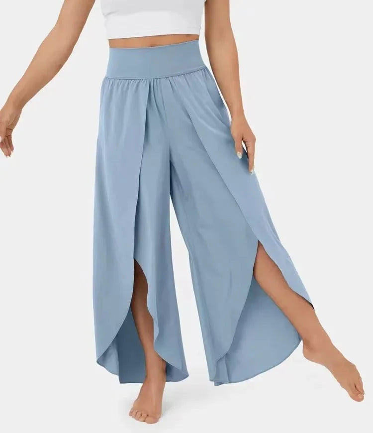 Women's Yoga Pants – Wide Legs – Relaxed Fit – High Waist – Breathable Fabric – Split