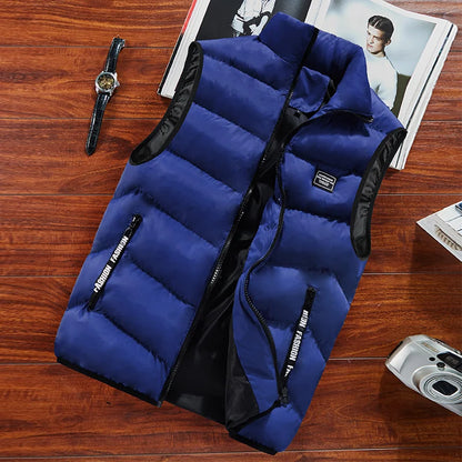 Men's Vest – Padded – Relaxed Fit – High Collar – Water-Repellent – Zipper Pockets