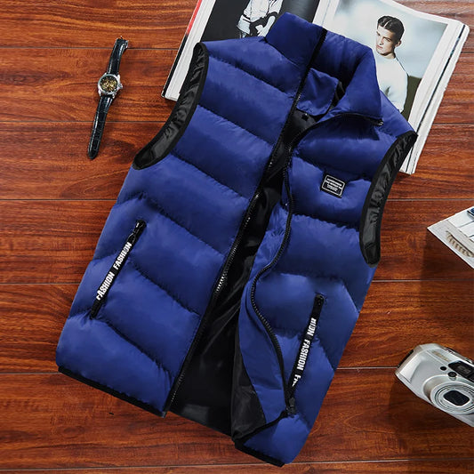 Men's Vest – Padded – Relaxed Fit – High Collar – Water-Repellent – Zipper Pockets