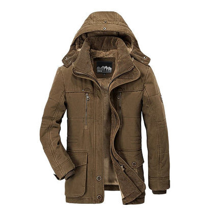 Luca Cotton Hooded Utility Jacket | Fleece Lined Jacket