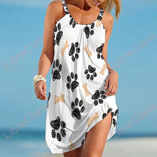 Dress woman – Relaxed fit – Sleeveless – Breathable fabric – Playful print