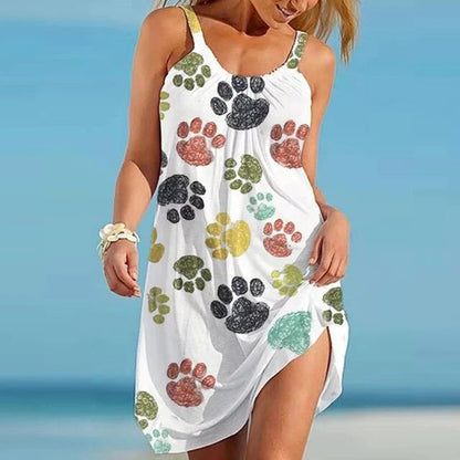 Dress woman – Relaxed fit – Sleeveless – Breathable fabric – Playful print