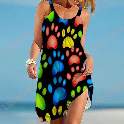 Dress woman – Relaxed fit – Sleeveless – Breathable fabric – Playful print